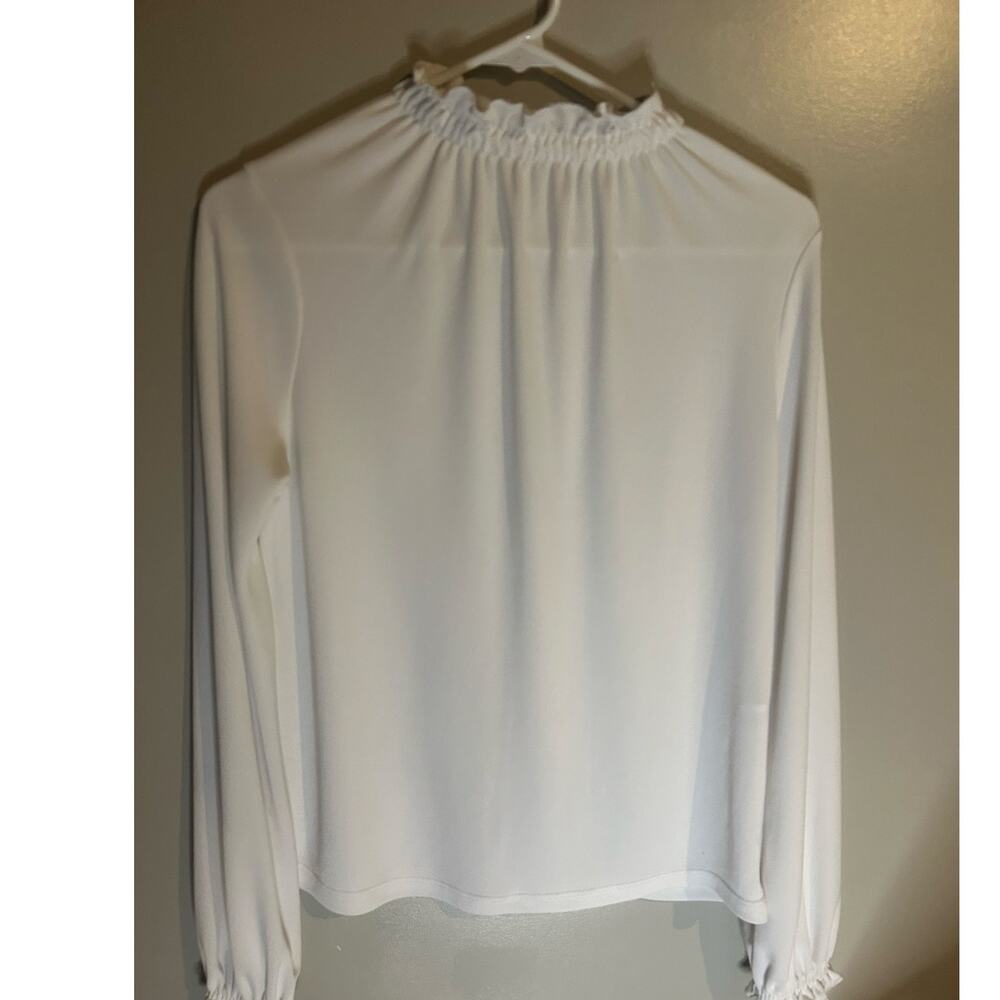 Zara White Ruffled High Neck Top, Size Small